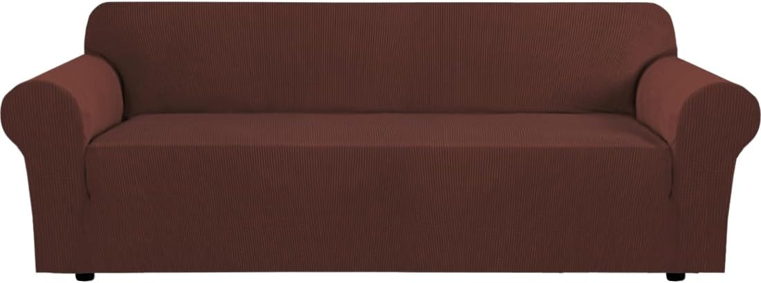 H.VERSAILTEX Stretch Couch Covers for 3 Seater Sofa in Burnt Brick