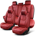 Auto Car Seat Covers Wine Full Set Leather Cushion Protector - Front