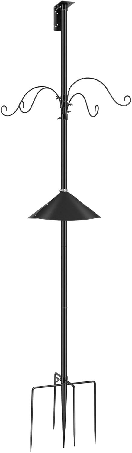VIVOHOME 92 Inch Bird Feeder Pole with Squirrel Baffle and Hooks