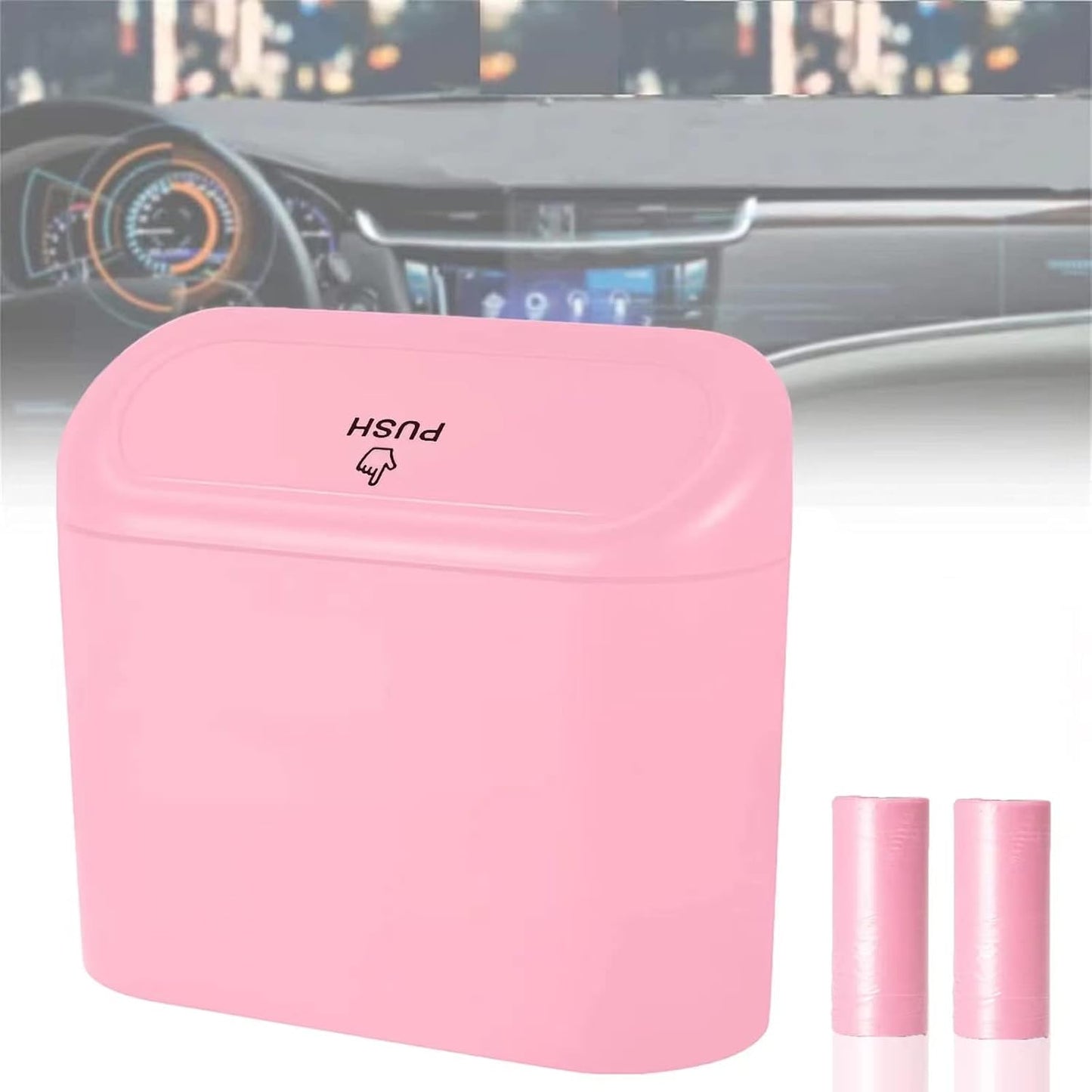 Portable Pink Car Trash Can - Disposable Bags Included
