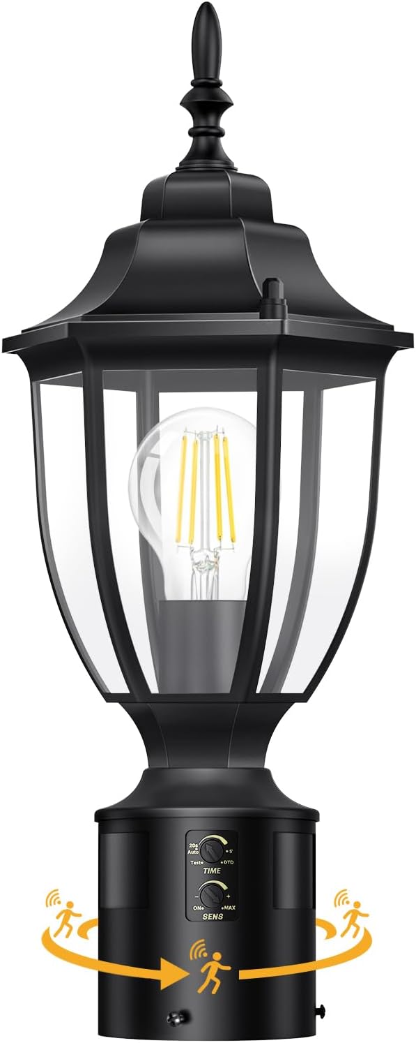 Lamomo Motion Sensor Outdoor Post Lights for Yard and Garden