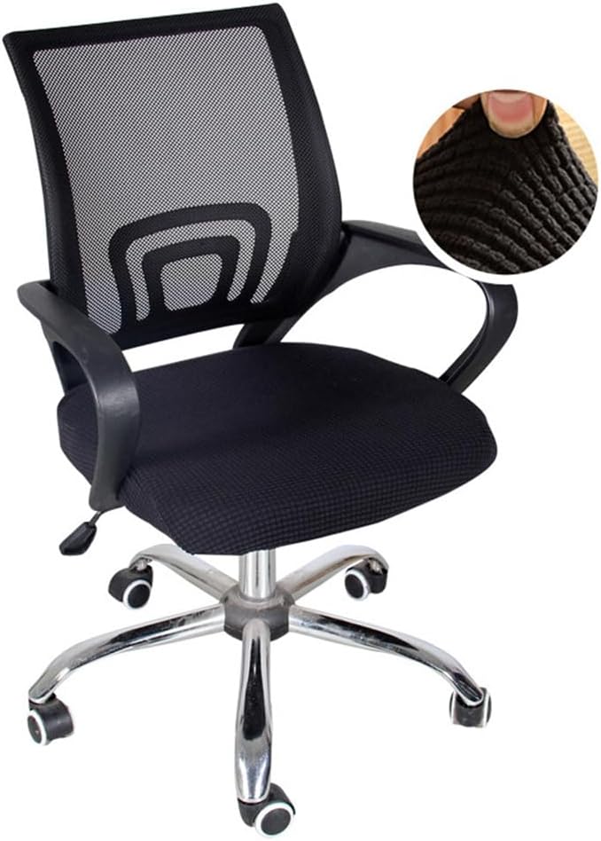 Black Stretch Jacquard Chair Seat Covers - Anti-dust Washable Protectors