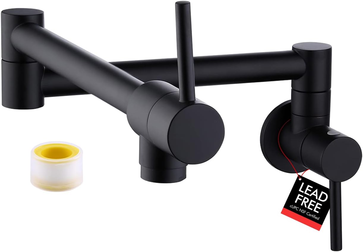 KES Pot Filler Folding Kitchen Faucet with Dual Valves and Arms