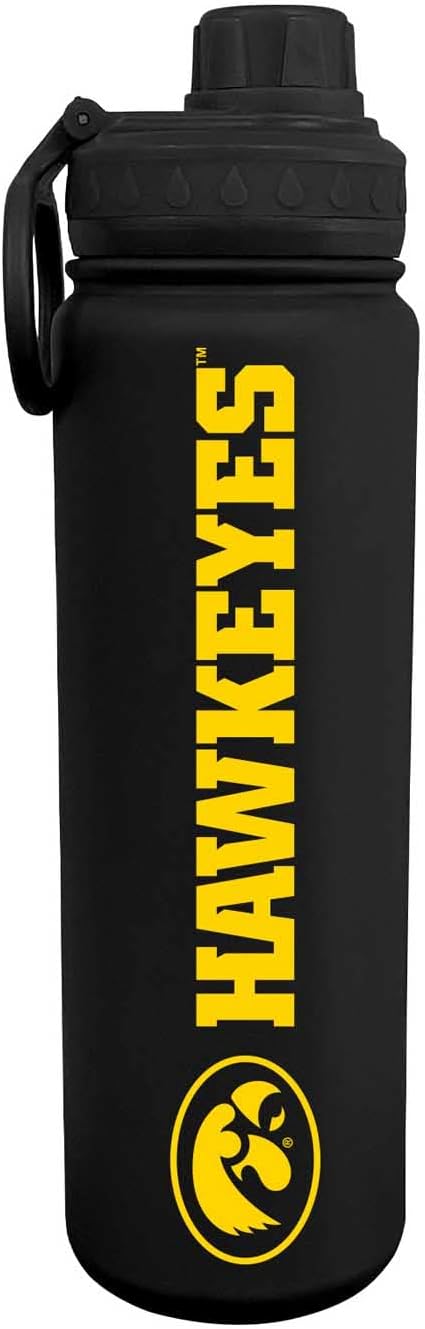 Iowa Hawkeyes Stainless Steel Water Bottle - 24 oz with Clip
