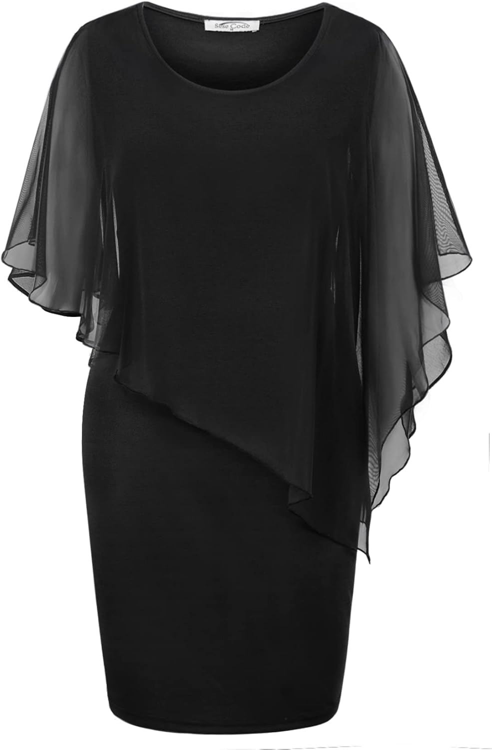 Elegant Women's Mesh Cape Overlay Bodycon Dress for Weddings