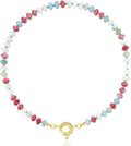 Beaded Gemstone Necklace Choker for Women - Colorful Boho 18in