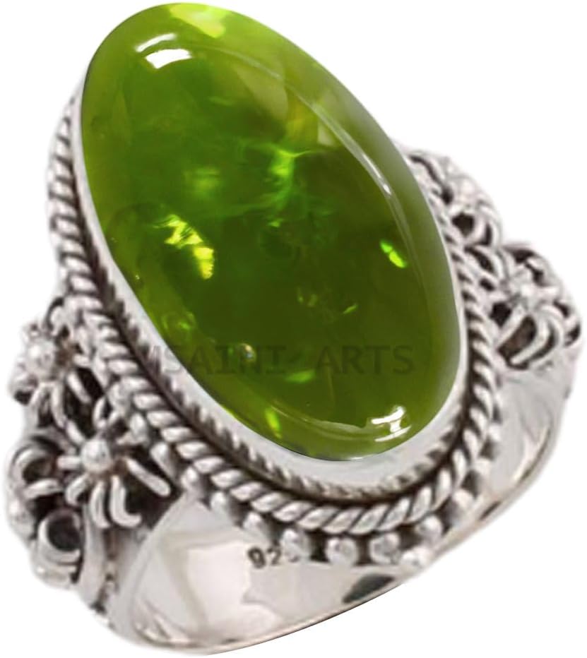 Solid 925 Sterling Silver Ring with Natural Blue Copper Turquoise