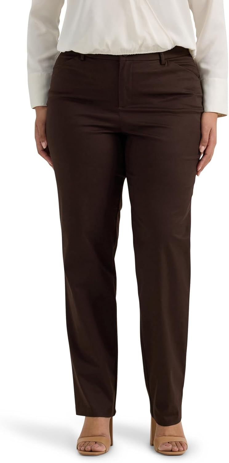Lee Womens Plus Size Wrinkle Free Relaxed Fit Straight Leg Pant