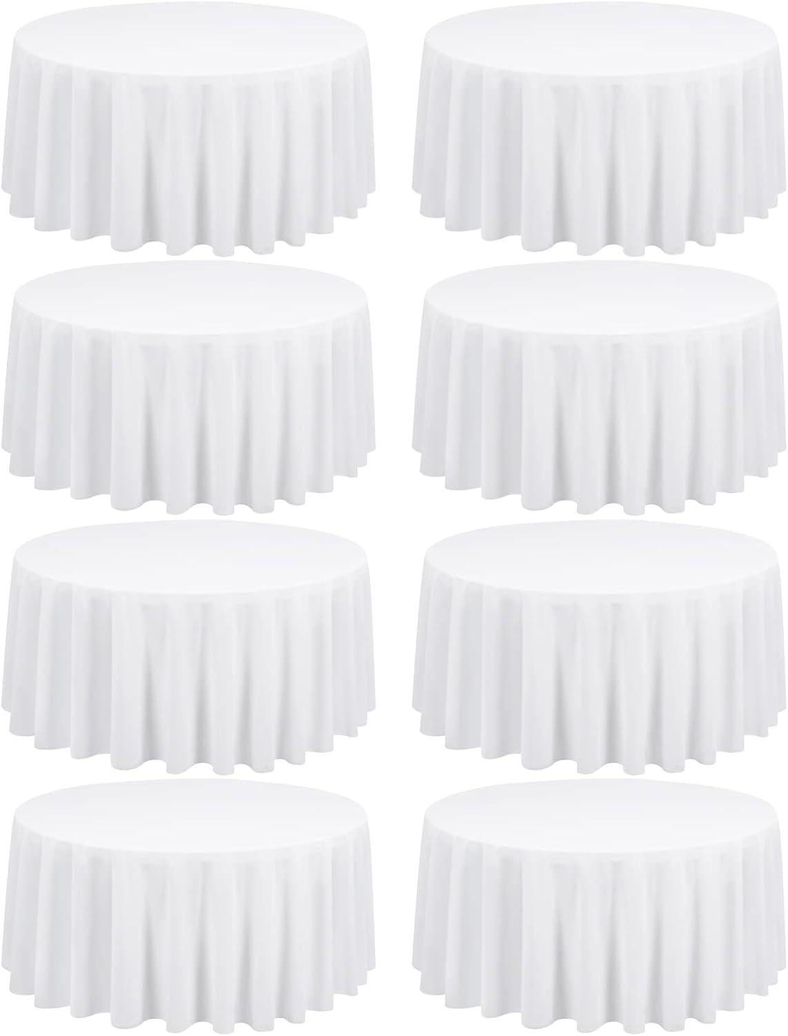 8 Pack White Round Tablecloths for Elegant Events and Parties