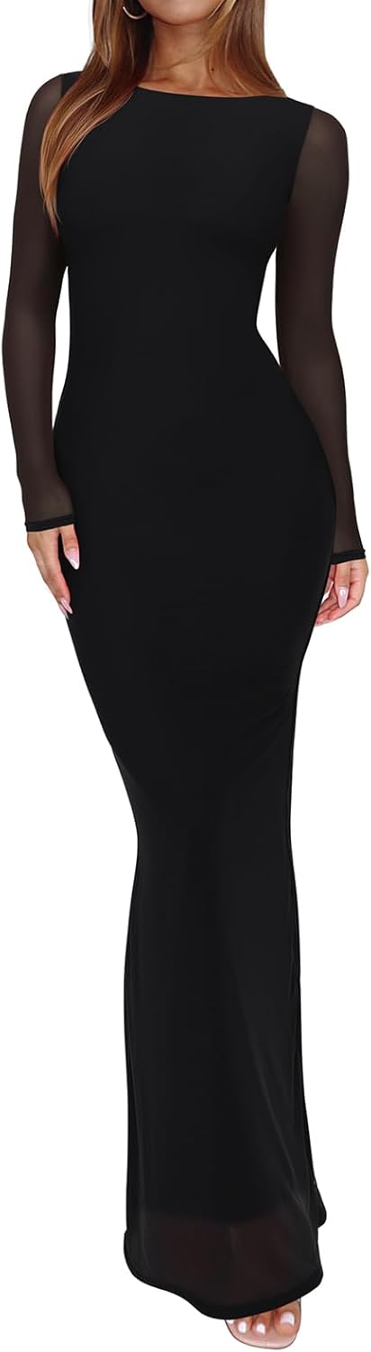 REORIA Women's Floral Bodycon Maxi Long Dress for Weddings