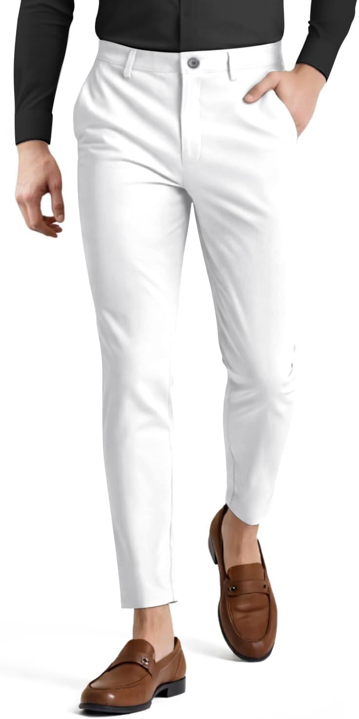 Mens Dress Pants Slim Fit Stretch Fashion Plaid Pant for Style