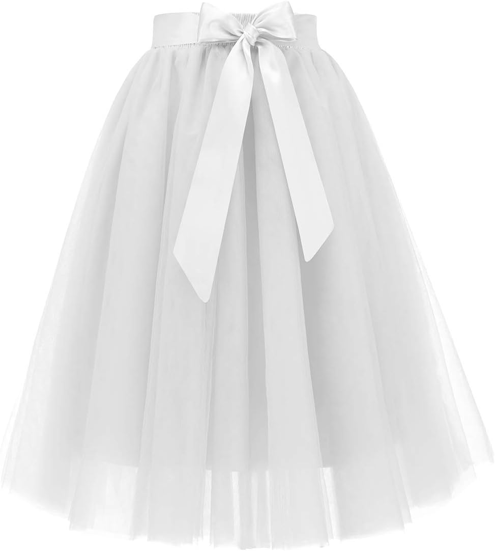 Bridesmay Women's Tulle Skirt Knee Length for Weddings and Parties