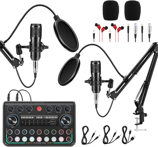 2025 Upgraded Podcast Equipment Bundle for 2 with Pro Audio