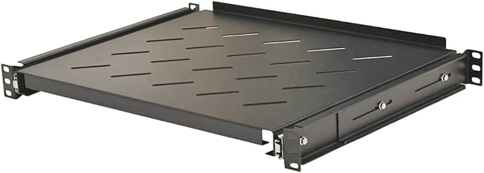 Navepoint Sliding Rack Vented Server Shelf 1U 19 Inch Black Set
