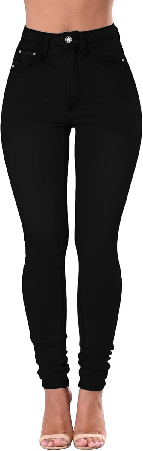 Women's High Waisted Distressed Stretch Jeans for Comfort