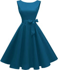 Boatneck Sleeveless Swing Vintage 1950s Cocktail Dress - Flattering US
