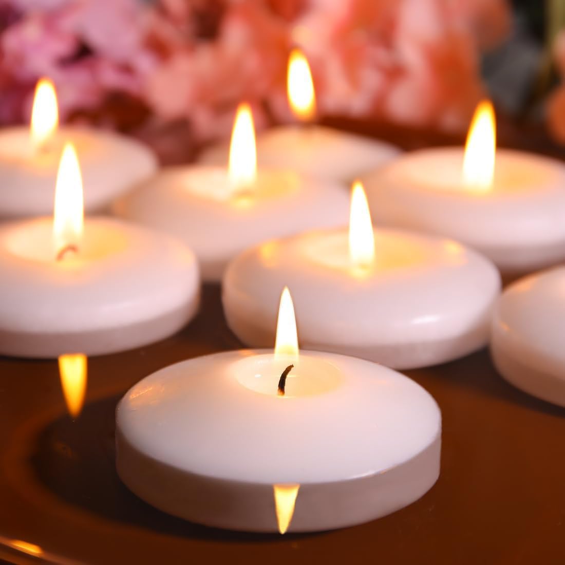 48 Pack White Floating Candles for Centerpieces and Events