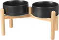 Elevated Dog Bowls with Wooden Stand for Healthy Eating Posture