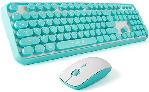 FOPETT Wireless Keyboard and Mouse Combo for Retro Typing Fun