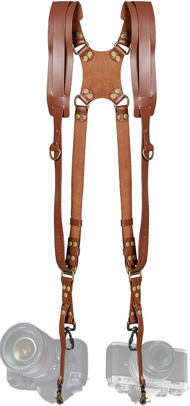 Dual Camera Harness for Photographers - JUSTHERE Leather Strap