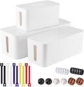 3 Pack Cable Management Box with 18 PCS Set - Hide Wires & Power