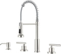 APPASO 4 Hole Kitchen Faucet with Pull Down Sprayer - Durable Brushed