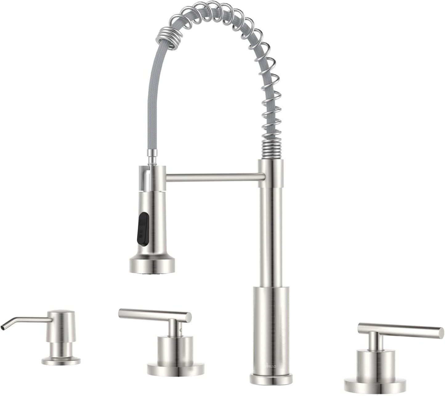 APPASO 4 Hole Kitchen Faucet with Pull Down Sprayer and Soap Dispenser