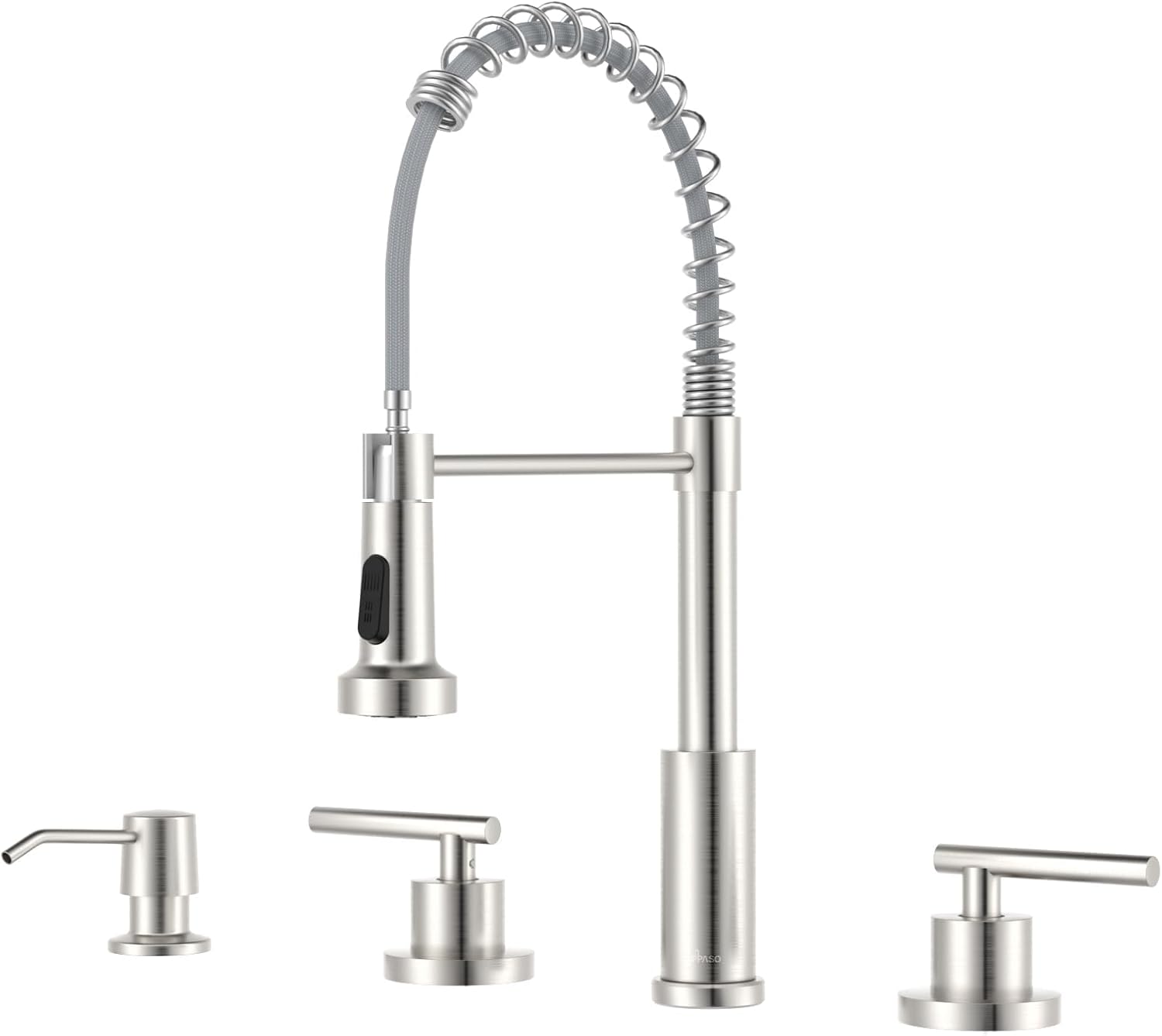 APPASO 4 Hole Kitchen Faucet with Pull Down Sprayer and Soap Dispenser