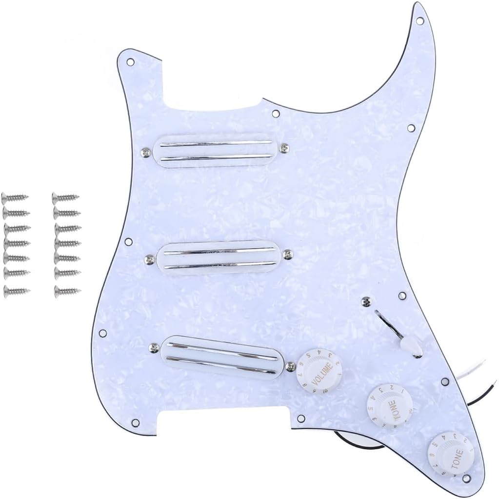 Musiclily 11-Hole SSS Prewired Loaded Pickguard for Strat Guitars