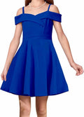 Girls Princess Cold Shoulder High Waist Party Dress 8-14 Years