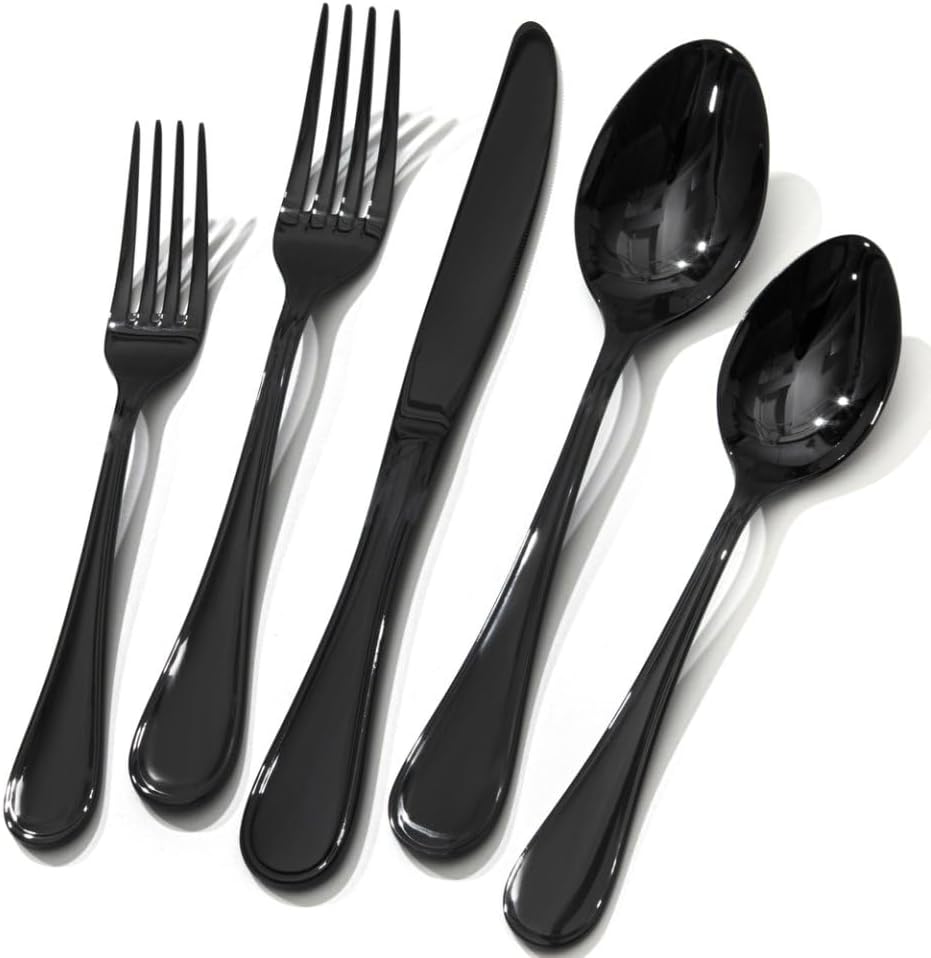 20 Piece Teardrop Silverware Set for 4, Modern Design Cutlery