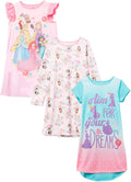 Disney Girls' 3-Pack Princess Nightgowns - Soft Polyester Set