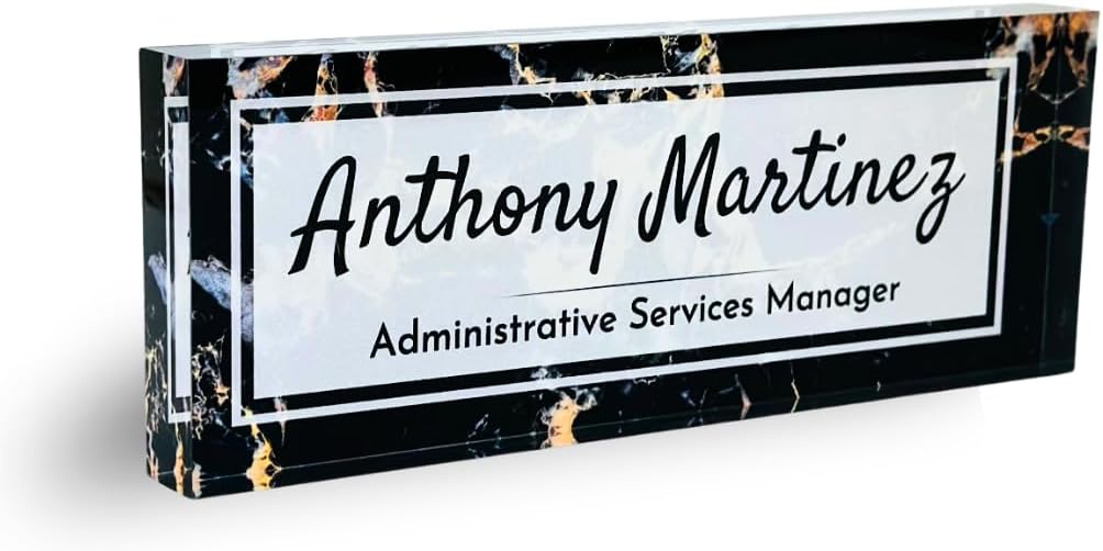 Customized Clear Acrylic Thick Desk Name Plate Block for Office