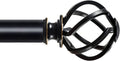 KAMANINA Black Curtain Rod 32 to 58 in - Sturdy Adjustable Drapery Rod