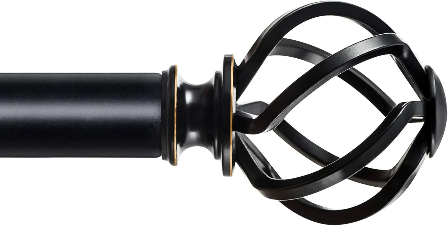 KAMANINA Adjustable Black Curtain Rod - Fits Windows 28-48 - Enhance Your Decor!