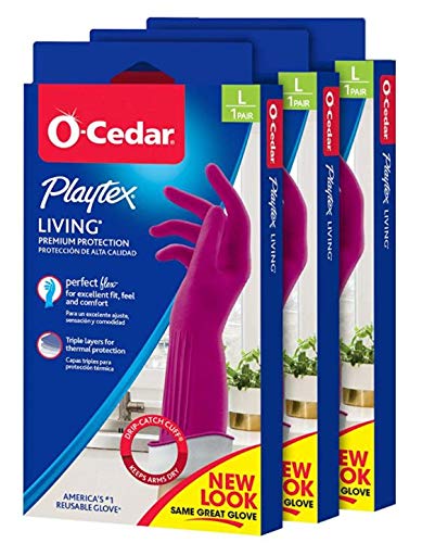 PLAYTEX Large Rubber Cleaning Gloves, Premium Protection, Pack of 3