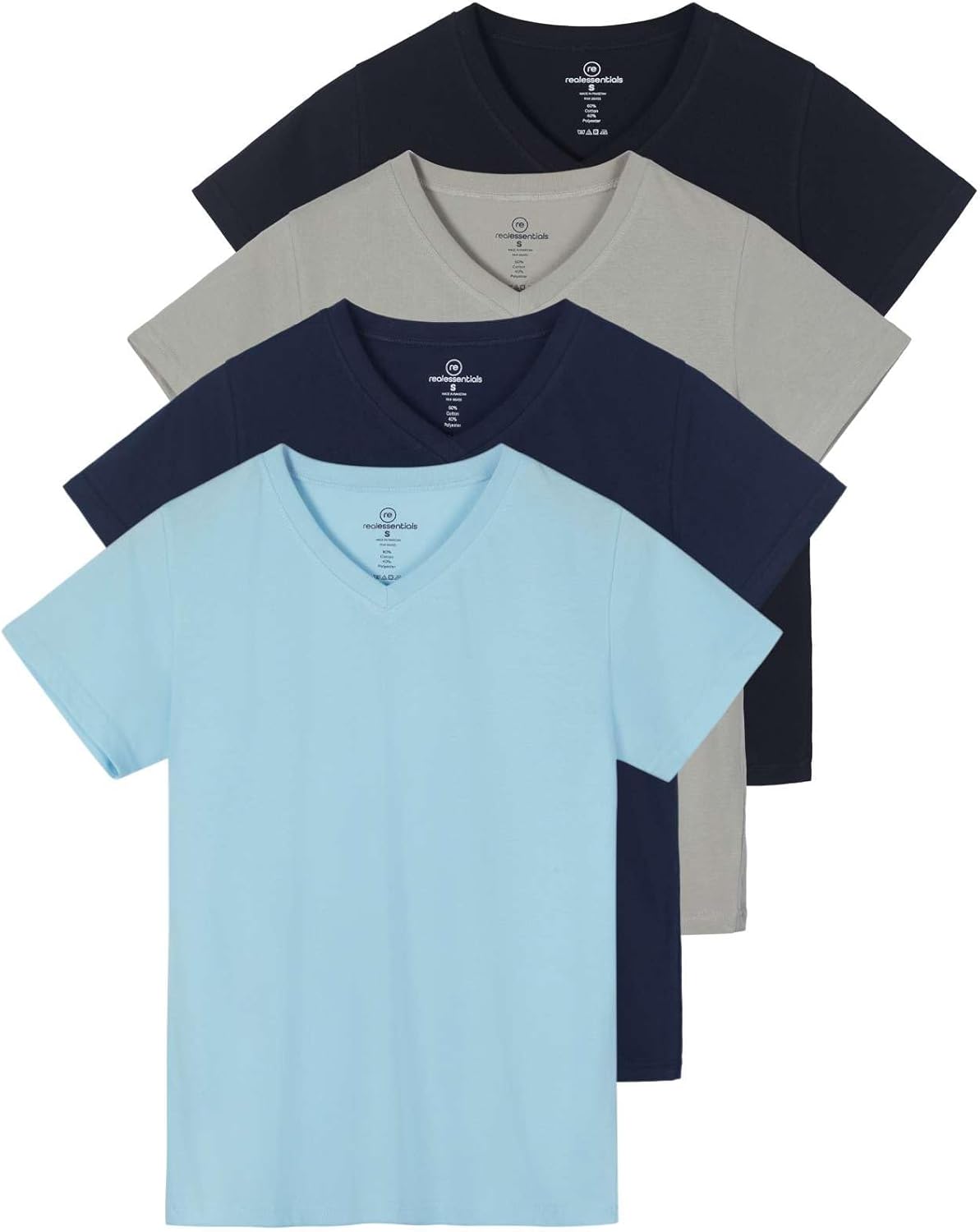 Classic-Fit Cotton Short-Sleeve V-Neck T-Shirt 4 Pack