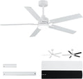 52 in White Ceiling Fans with Lights and Remote for Modern Homes