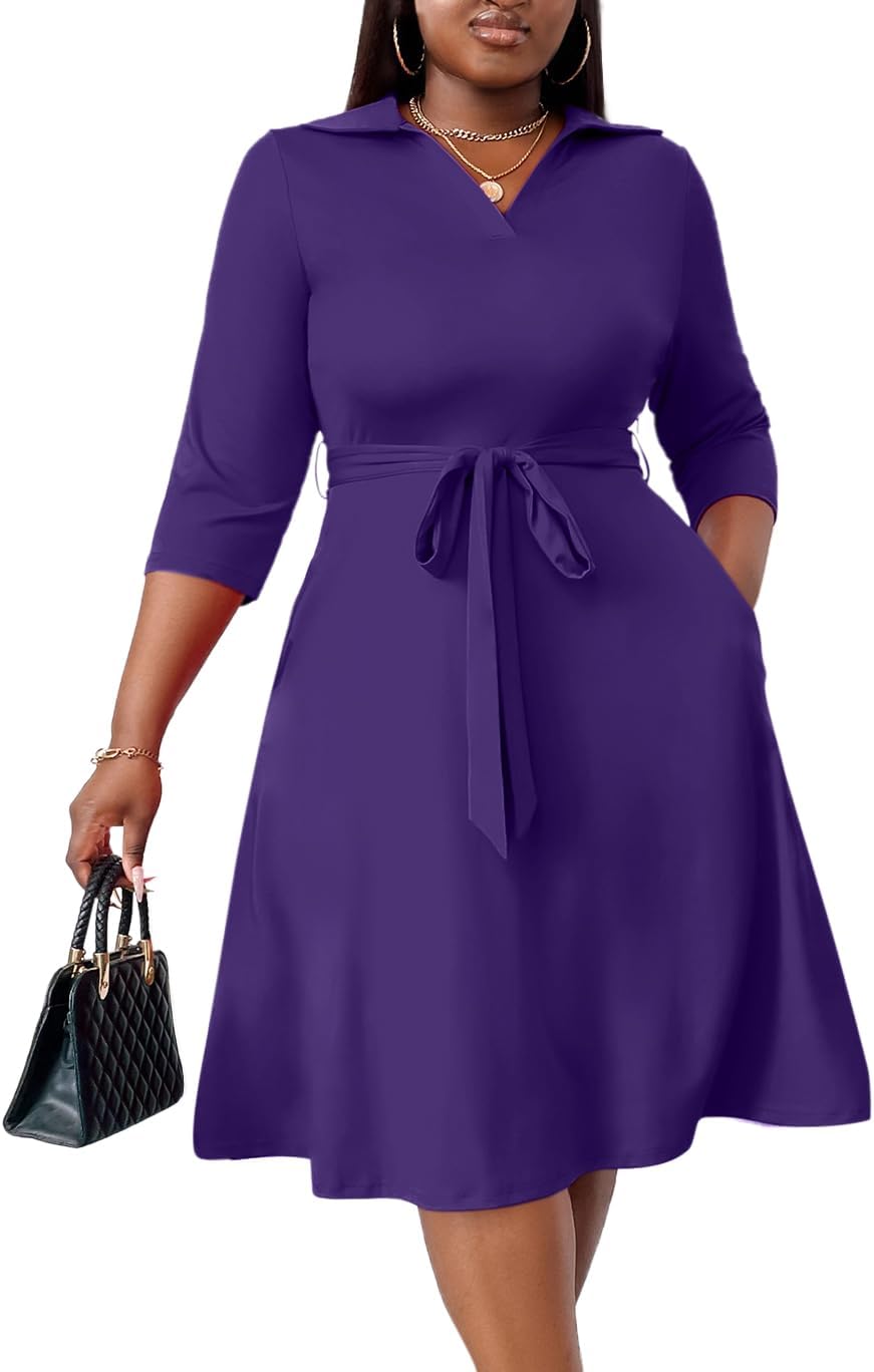 Plus Size Midi Dress for Women - Elegant Summer Cocktail Wear