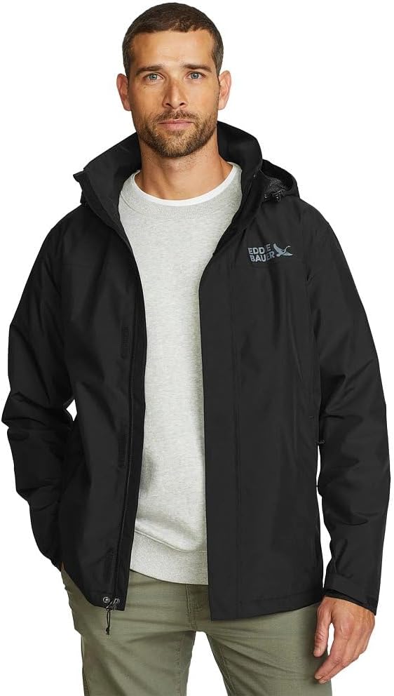 Eddie Bauer Men's Packable Waterproof Rain Jacket for All Weather