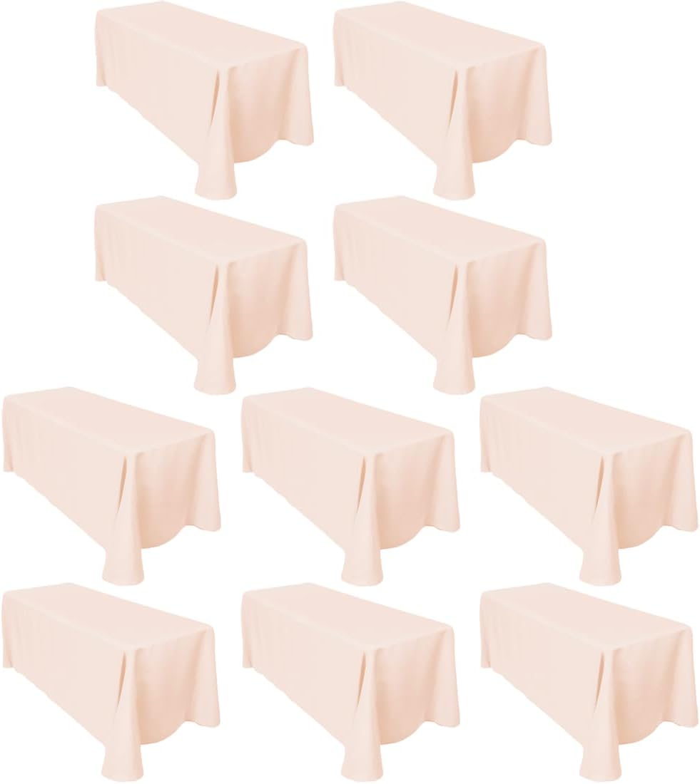 90 x 156 in Peach Tablecloths for 8 ft Tables - 10-Pack