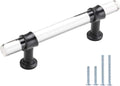 Acrylic Pull Handle Black 100 Pack - Clear Lucite Pulls, 3in Hole