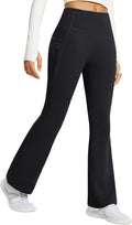 Fleece Lined Flare Leggings High Waist with Pockets - Warm Winter