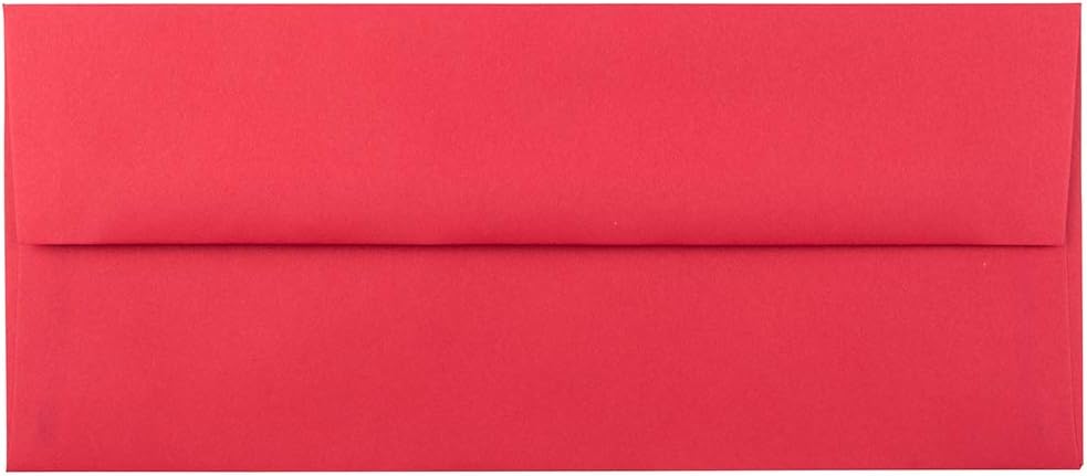 JAM PAPER #10 Business Colored Envelopes - Red Recycled Bulk Pack