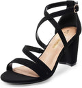 Womens Ankle Strap Dress Pump Low Chunky Heel Sandals - Comfortable