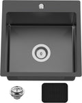 Black 18x18 in Drop In Kitchen And Bar Sink - Modern Topmount Combo