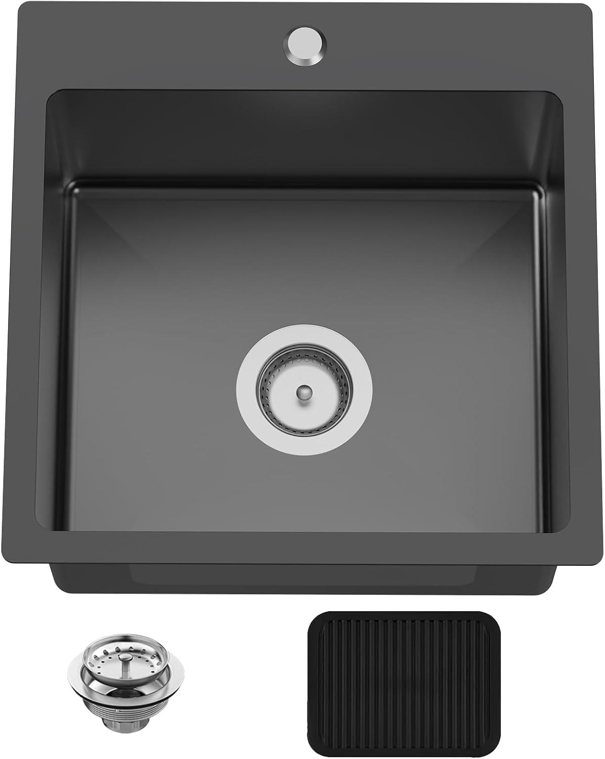 Black 18x18 In Drop In Kitchen Sink for Modern Bar and Kitchen