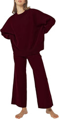 Pink Queen Women's 2 Piece Knit Sweater Tracksuit - Loose Fit Set