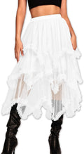 Long Tulle Skirt with Asymmetrical Ruffle Hem - Fairy Midi Skirt Trims