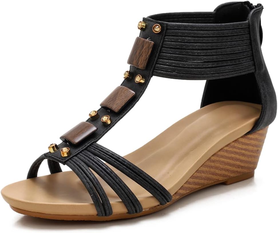 FRALOSHA Wedge Sandals for Women Open Toe Casual Summer Style